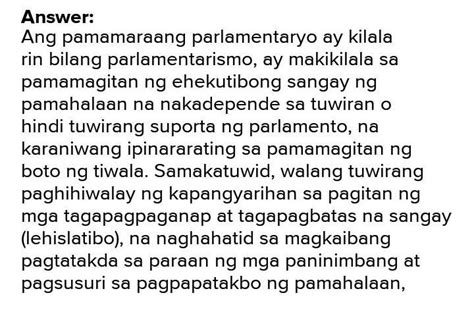parliamentaryo kahulugan